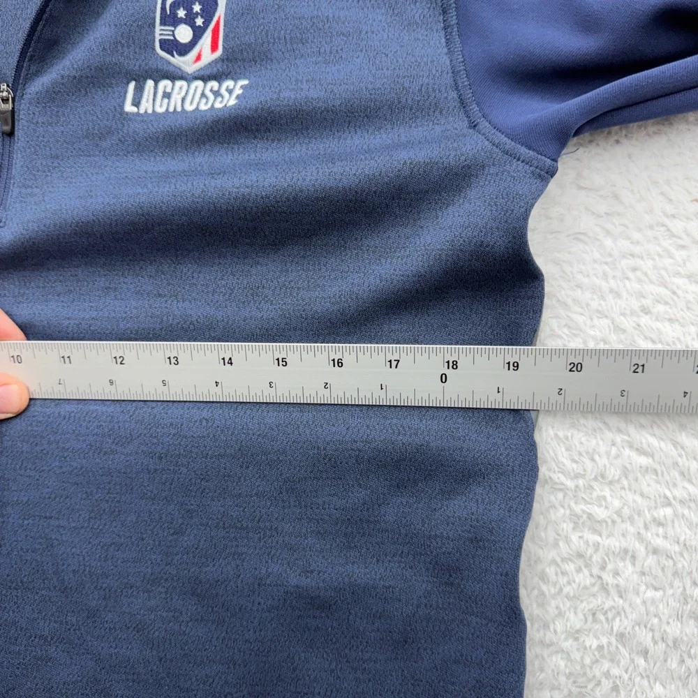 Nike Dri-FIT USA Lacrosse Mens Small 1/4 Zip Pullover Navy Blue Heathered Top